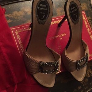 Rene Caovilla Classic crystal mules